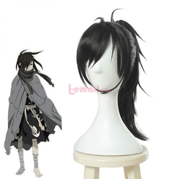  Anime Hyakkimaru Cosplay Wig Novelty Black Ancient Style Long  Wig Samurai Hairstyle High Temperature Wire Boy Girl Wig Anime Fans Gift  (Color : Black) (Color : Black) for Women Wigs (