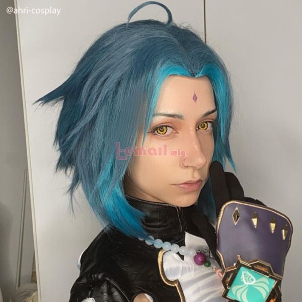 Genshin Impact Xiao Mixed Blue Cosplay Wigs