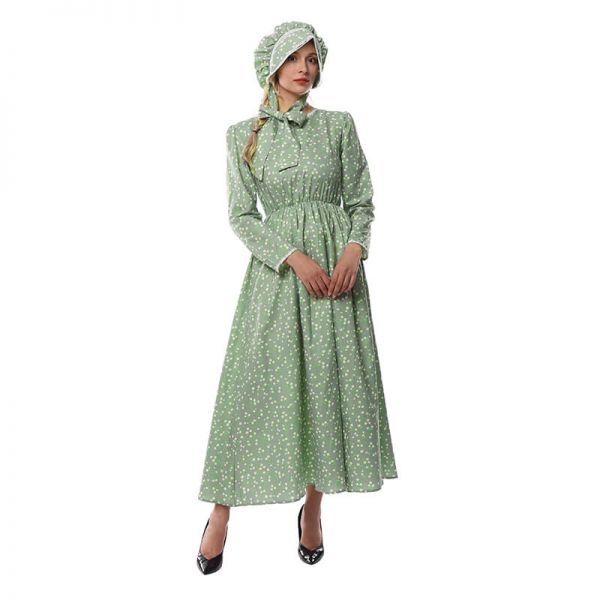Pioneer Girl Dress Colonial Prairie Costume -Purle