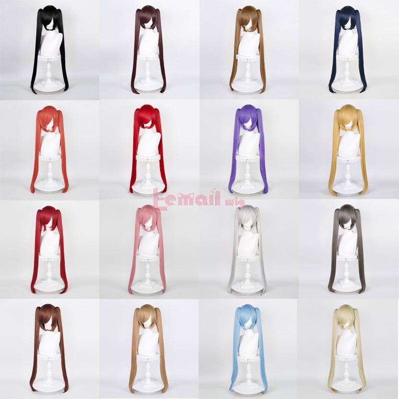 19 Colors 90CM Long Straight Double Ponytail Cosplay Wigs