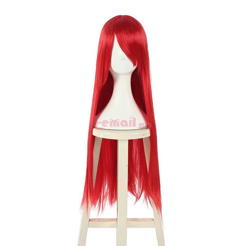 80cm Wine Red Straight Fairy Tail Erza Scarlet Cosplay Wigs