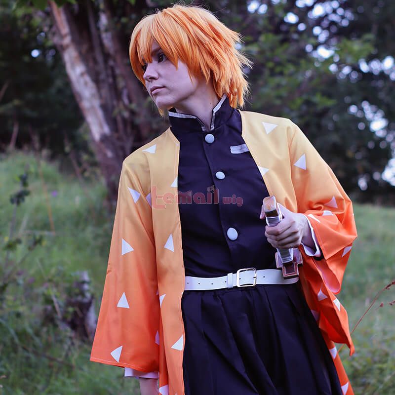 Demon Slayer / Kimetsu no Yaiba Agatsuma Zenitsu Yellow Kimono Cosplay Costume