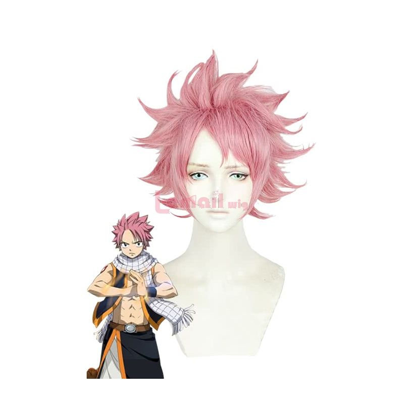 25cm Short Cherry red FAIRY TAIL Natsu Dragneel Cosplay Wig ZY86