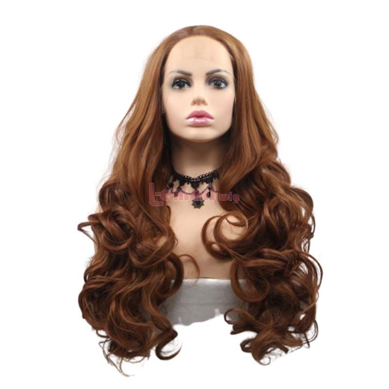 Fashion Long Curly Hair Brown Lace Front Cosplay Wigs