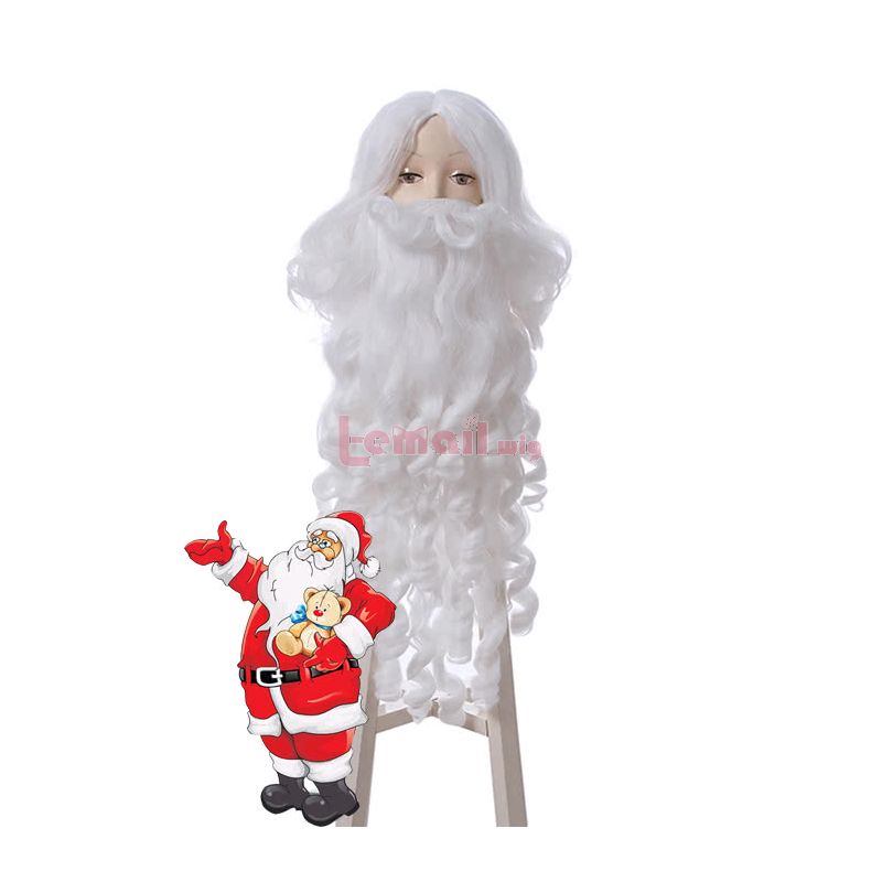  Christmas Day Santa Claus white beard Cosplay Wigs