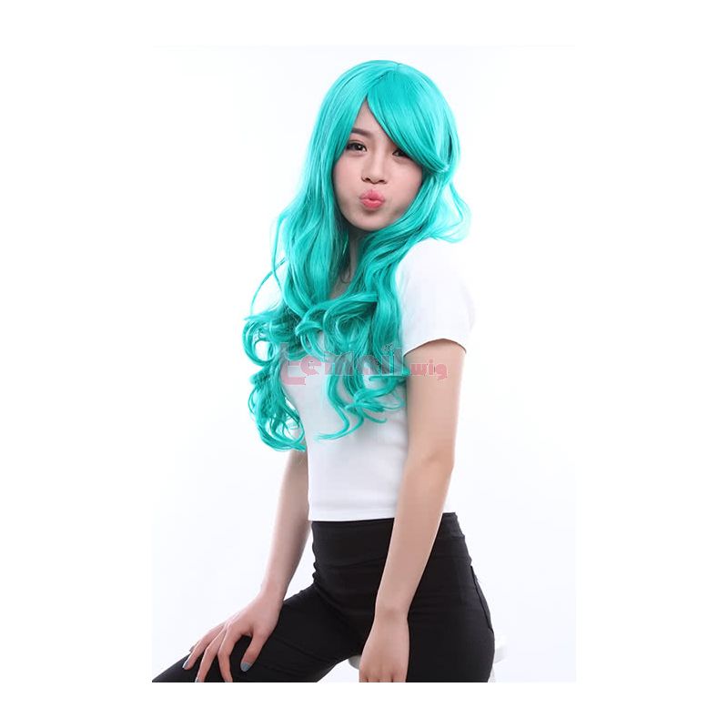  Long Dark Turquoise Anime Curly Wavy Cosplay Wigs 