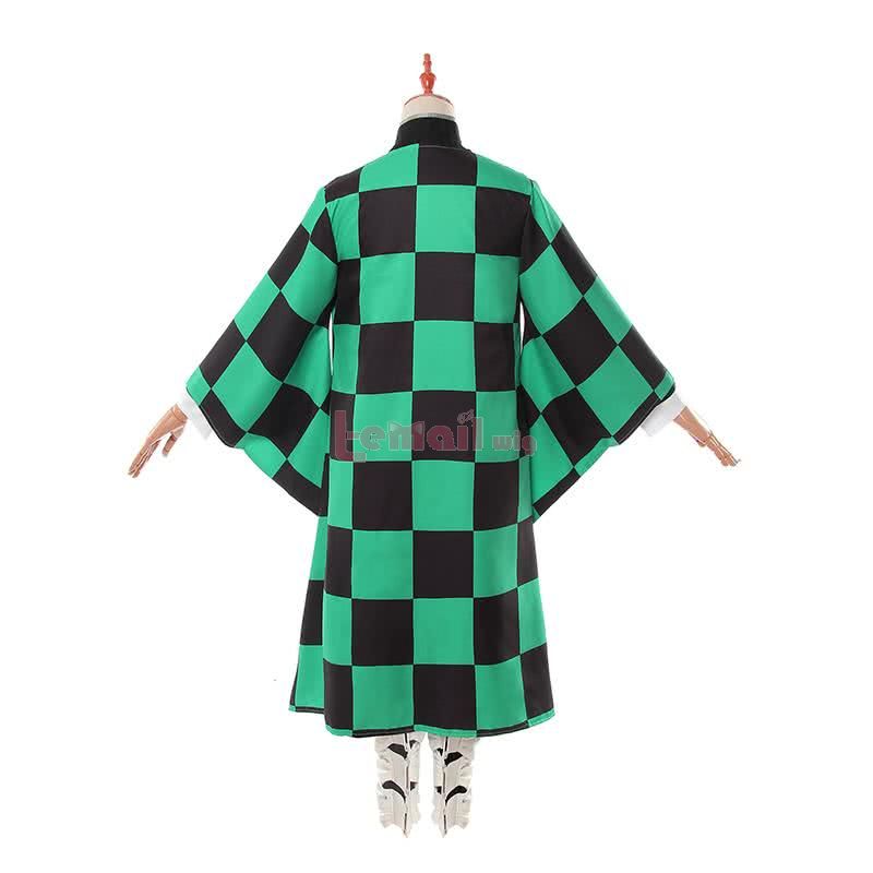 Demon Slayer: Kimetsu no Yaiba Kamado Tanjirou Green Black Check Kimono Cosplay Costume
