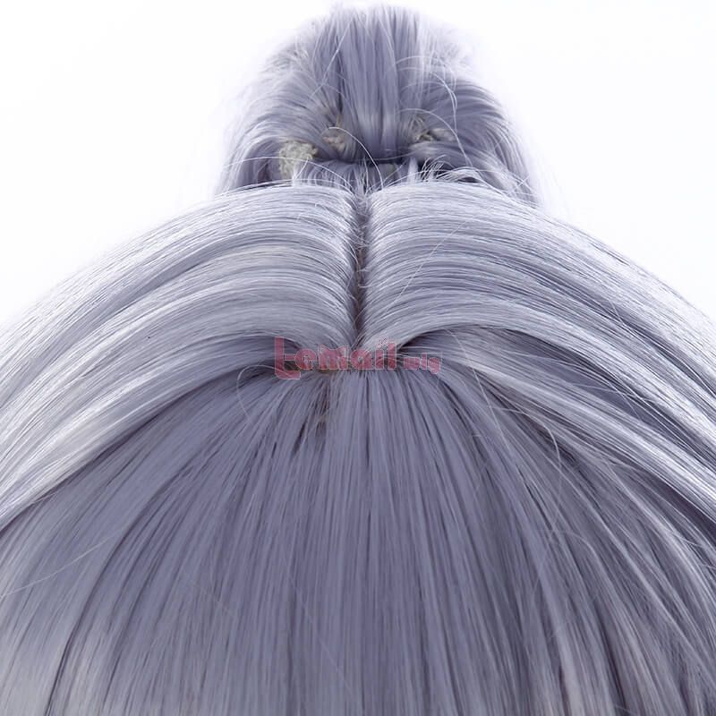 FGO Tomoe Gozen Long Grey Purple Ponytail Cosplay Wigs