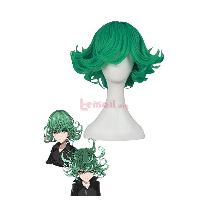 Anime One Punch Man Tatsumaki Green Curly Cosplay Wig
