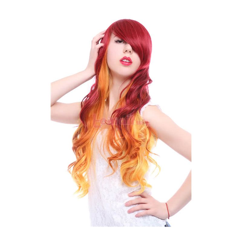 70cm Long Wave Red Fade Golden Fashion Hair Wig
