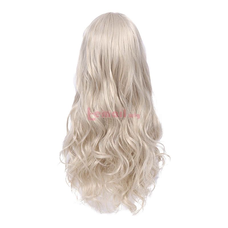 Synthetic Fashion Hair Wigs Beige Long Curly Wigs for Women with Air Bangs