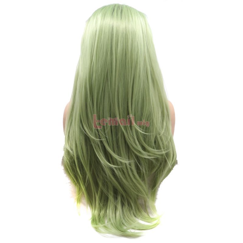 Fashion Long Curly Hair Gradient Light Green Lace Wigs
