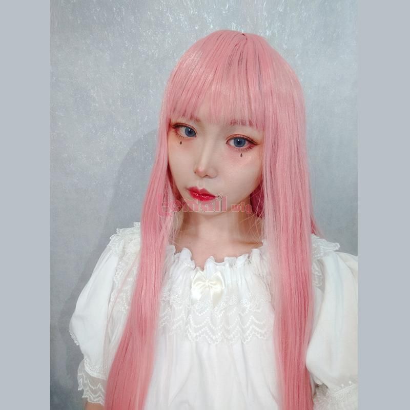 Halloween Long Pink Lolita Wigs 73cm Straight Woman Hair Cute Cosplay Wigs