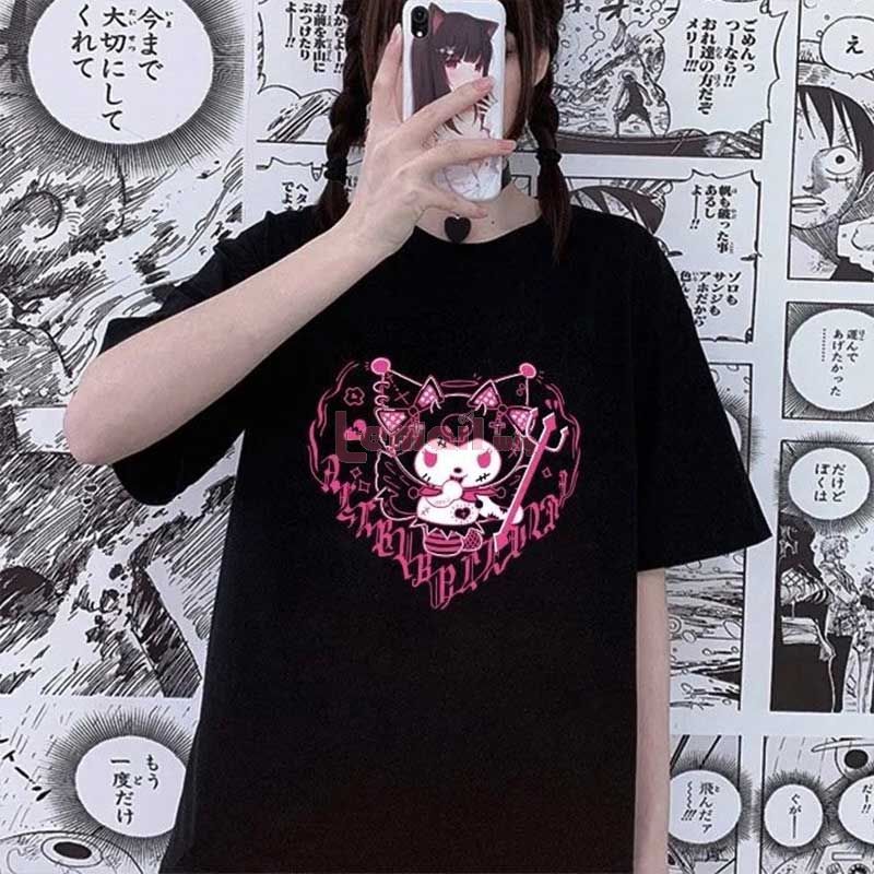 Harajuku Anime Cute Kuromi Girl Short Sleeves T-Shirt