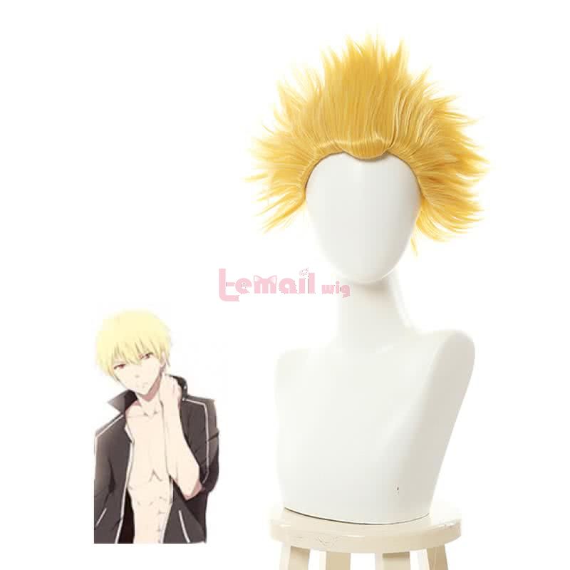 Fate/stay night Blonde Short Styled Synthetic Hair Curly Cosplay Wigs