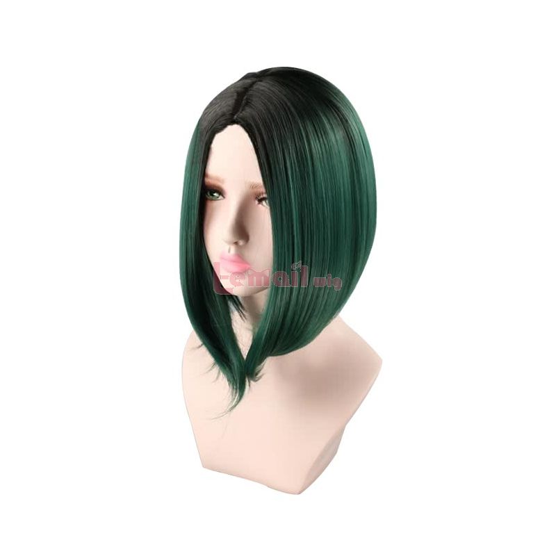 Synthetic Fashion Hair Wigs Black Gradient Green Short Straight Wigs for Women