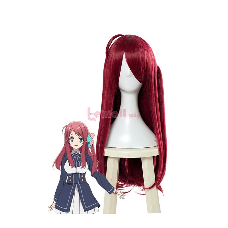 Anime ZOMBIE LAND SAGA Minamoto Sakura Long Straight Russet-red Cosplay Wigs
