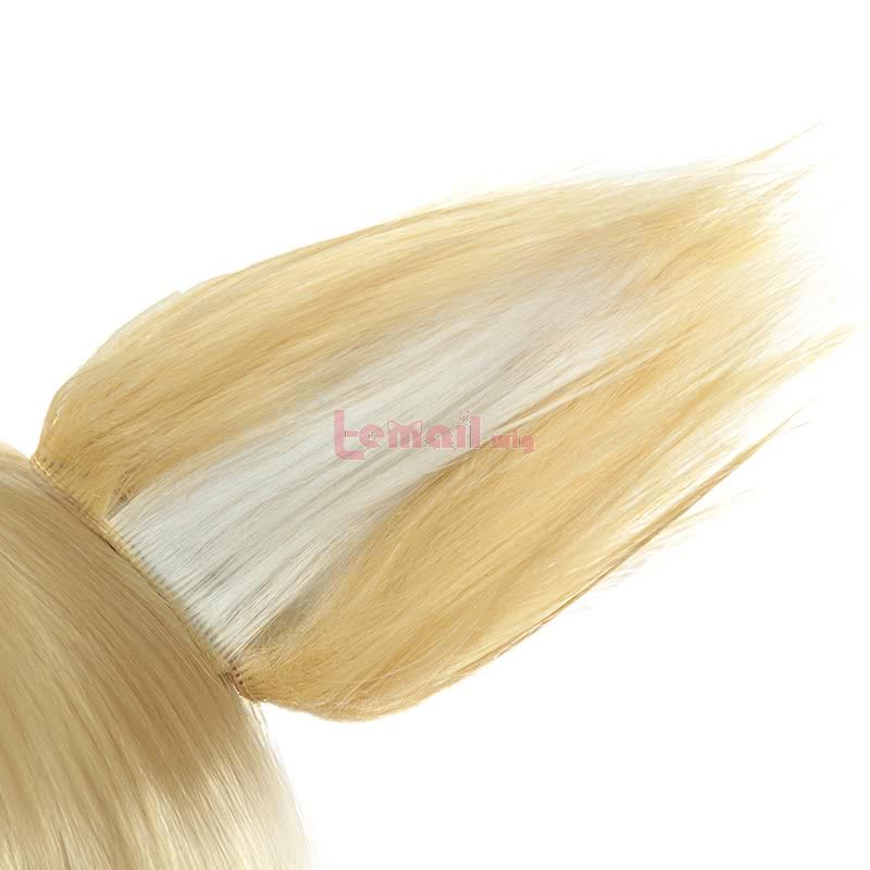 LOL Ahri Long Straight Blonde Cosplay Wigs With Ears