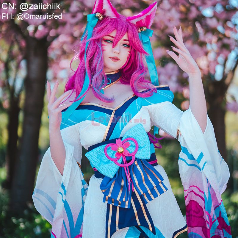 LOL Spirit Blossom Ahri Cosplay Wigs with Ears