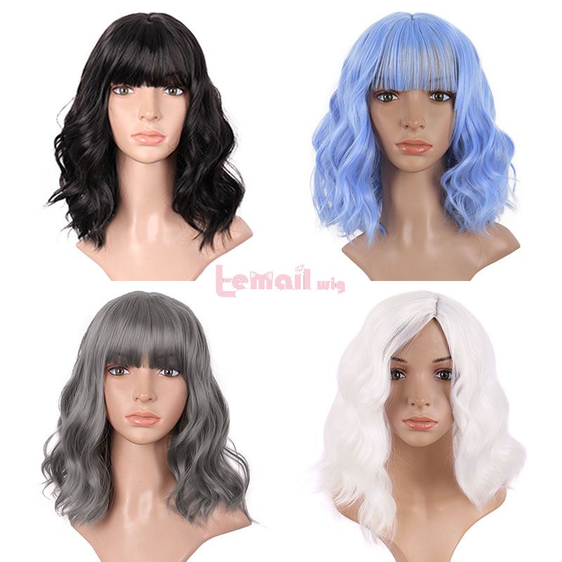 Lolita Multicolor Short Curly Cosplay Wigs
