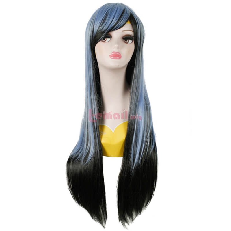 Long Straight Blue Black Wigs Cosplay