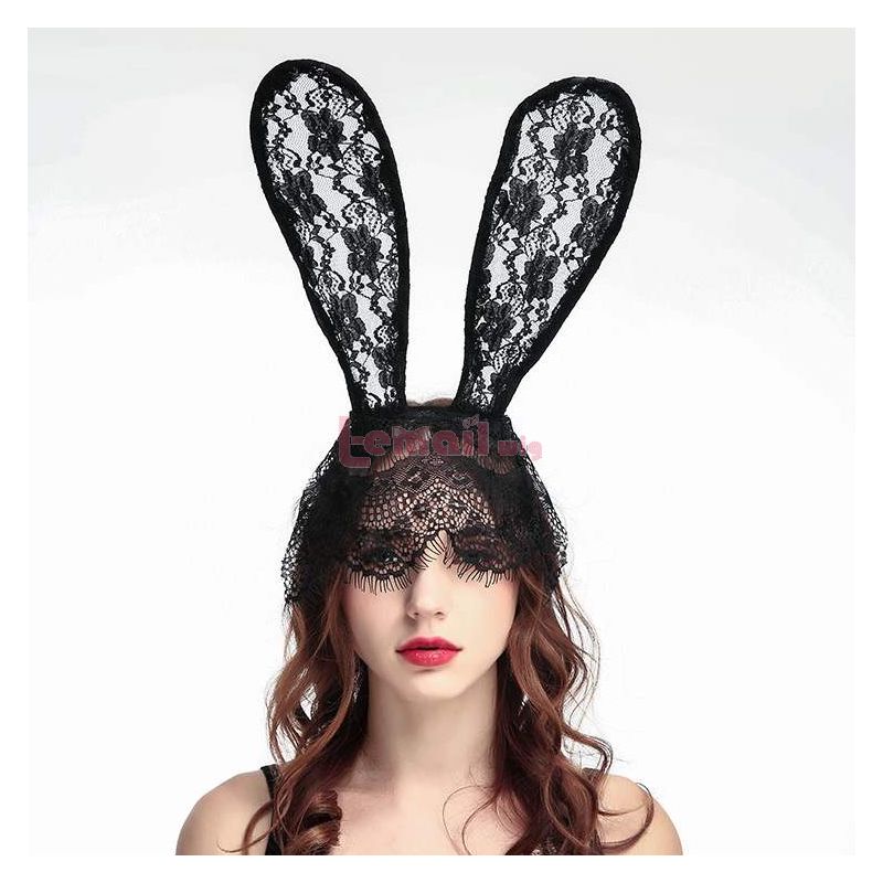 Sexy Girls Hairband Bunny Girl Black Lace Headband