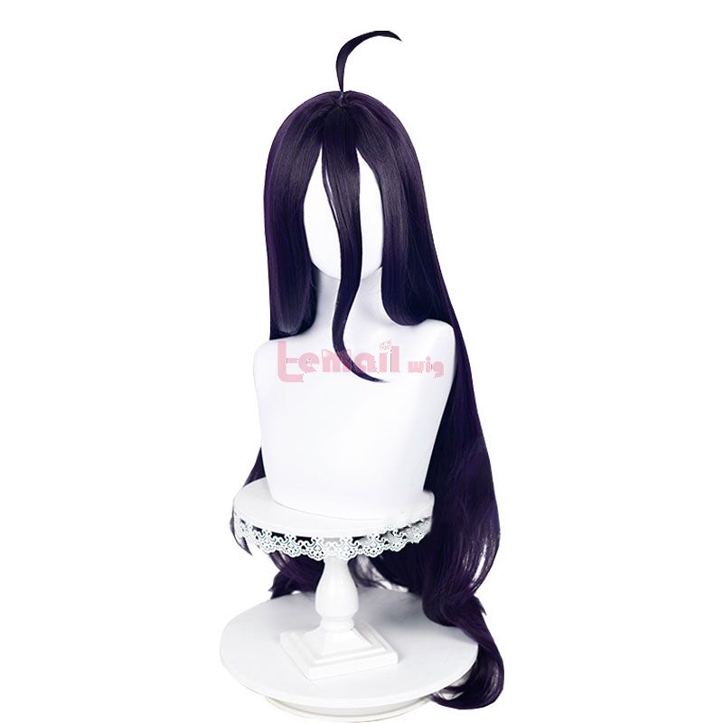 Anime overlord temporada 4 albedo cosplay peruca roxo cabelo longo branco  headwear misericordioso puro-branco diabo