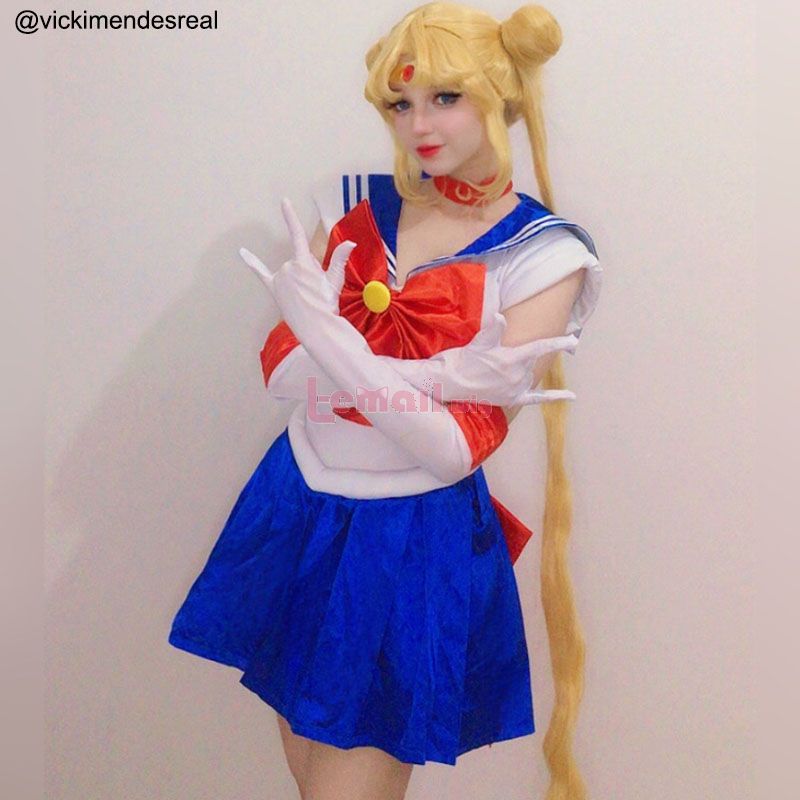 Sailor Moon Usagi Tsukino Long Straight Yellow Cosplay Wigs 130cm
