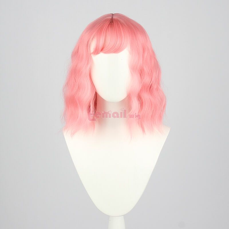 Short Curly Cute Pink Women Fashion Wigs