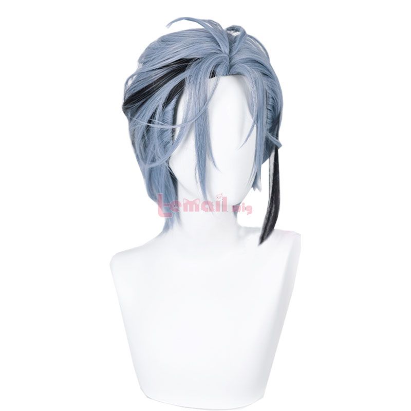 Vtuber Hex Haywire Blue Mixed Black Cosplay Wig