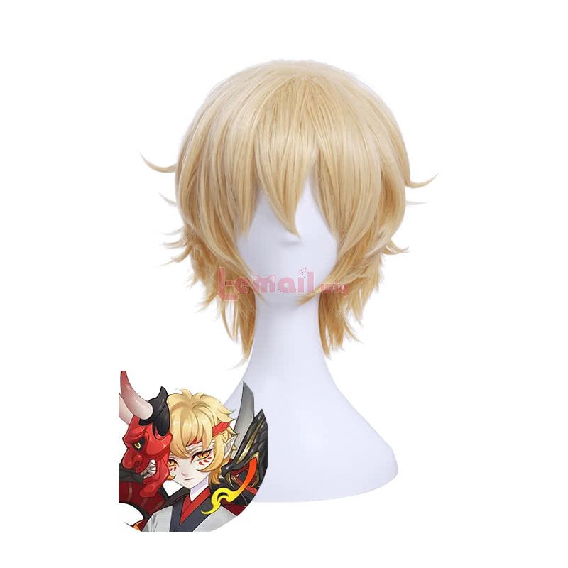 Game YinYang Master Ban Ruo Blonde Man's Wig Short Curly Styled Cosplay Wigs