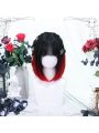 30cm Short Black Mixed Red BoBo Lolita Cosplay Wig