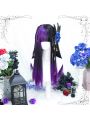 55cm Long Straight Black Mixed Purple Lolita Cosplay Wig
