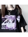 Anime Cute JK Top Print Cotton T-Shirt-Black