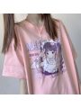 Anime Cute JK Top Print Cotton T-Shirt-Pink
