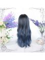 Black Mixed Blue Long Curly Lolita Wig