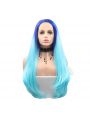 Fashion Long Straight Hair Gradient blue Lace Front Cosplay Wigs