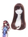 New Game OW D.va Medium Long Straight Hair With Bangs Brown Synthetic Cosplay Wigs