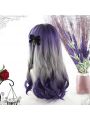 Fashion Lolita Long Curly Purple Gradient Grey 60cm Cosplay Wigs