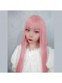 Halloween Long Pink Lolita Wigs 73cm Straight Woman Hair Cute Cosplay Wigs