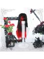 Lolita Black Mixed Red Long Straight Cosplay Wigs