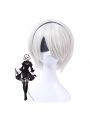 NieR:Automata YoRHa No. 2 Type B Short Straight Silver Synthetic Hair Cosplay Wigs 
