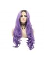 Women Long Curly Hair Purple Lace Front Wigs