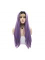Fashion Long Straight Hair Gradient Purple Lace Cosplay Wigs