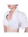 Vintage Women Short Puff Sleeve White Bra Shirt
