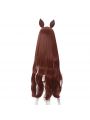 Uma Musume Pretty Derby Maru Zensky Long Curly Brown Cosplay Wigs With Ears