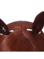 Uma Musume Pretty Derby Maru Zensky Long Curly Brown Cosplay Wigs With Ears